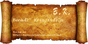 Benkő Krisztián névjegykártya